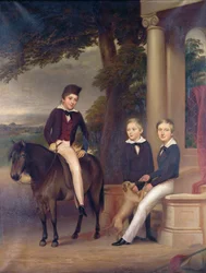 Ritratto di John, George e Thomas Gladstone con i loro animali domestici preferiti